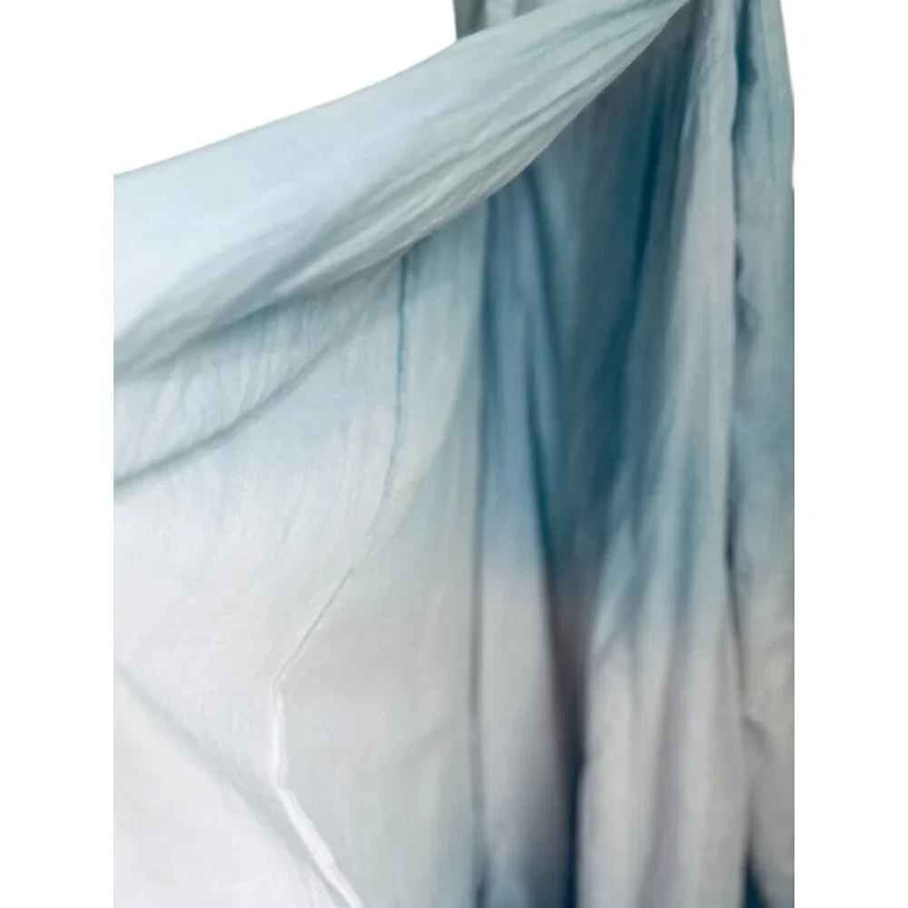 Beau & Ro Womens Ombre Blue & White Sleeveless Wrap Midi Dress Cotton Blend